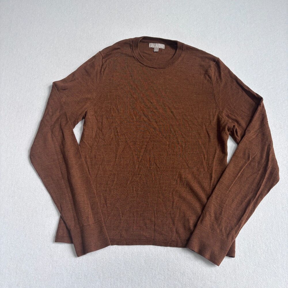 J. Crew Merino Wool Crew Neck Sweater Women's XL Light Brown Lightweight Casual